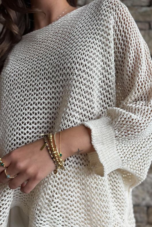 Conrad Grunge Loose Cotton Knit Panna Cotta